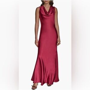 Elegant Red Cowl Satin Gown